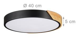 LED Deckenleuchte rund mit 24 LEDs Schwarz - Braun - Weiß - Holzwerkstoff - Metall - Kunststoff - 40 x 5 x 40 cm