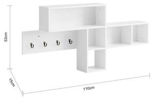 Wandgarderobe FHK17-W Weiß - Holzwerkstoff - 110 x 53 x 15 cm