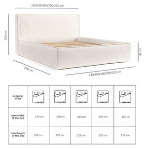 Polsterbett Sato mit Stauraum Creme - Breite: 200 cm