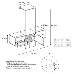 Garderobe Carlton Set 3 Anthrazit 4tlg. Anthrazit - Hochglanz Weiß