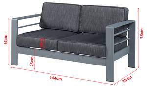 Outdoor-Sofa Avise Grau - Metall - Textil - 144 x 62 x 70 cm