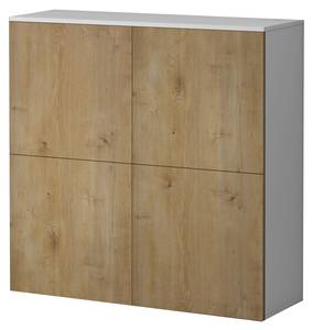 Kommode Schrank04 Eiche Wotan Dekor - Weiß - 36 x 98 x 100 cm