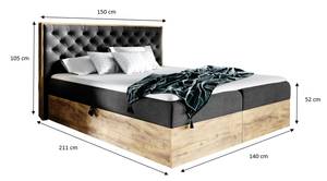 Boxspringbett TERRIE 140 SR100 Schwarz Schwarz - Holzwerkstoff - 150 x 105 x 211 cm