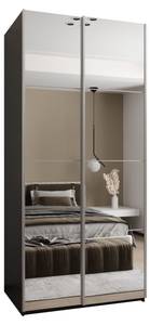 Armoire Lux 2 Noir - Argenté - Blanc - Largeur : 100 cm