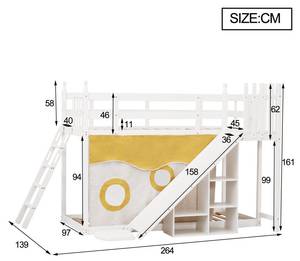 Etagenbett ZHEN AGB25 Weiß - Holzwerkstoff - Massivholz - 139 x 161 x 326 cm