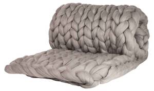 Wolldecke Cosima Chunky Knit S, hellgrau Grau - Textil - 130 x 3 x 80 cm