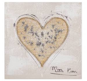 Tableau peint à la main Endless Love Beige - Bois massif - Textile - 30 x 30 x 4 cm