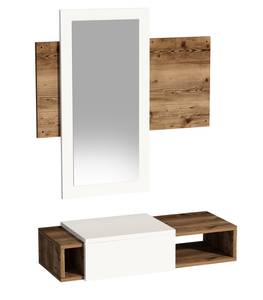 Tina Konsolentisch mit Spiegel Braun - Weiß - Holzwerkstoff - Kunststoff - 80 x 80 x 30 cm