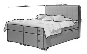 Boxspringbett SEREN Hellgrau - Breite: 160 cm