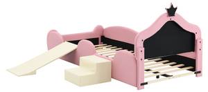 Kinderbett PUERGLOW Ⅰ Pink - Holzwerkstoff - Massivholz - Kunstleder - 98 x 92 x 210 cm