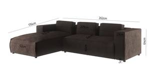 Cord Ecksofa Rouen Braun - Ecke davorstehend links