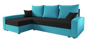 Ecksofa CHIEV Schwarz - Blau - Ecke davorstehend links