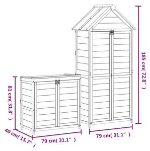 Geräteschuppen 3028703 (2-teilig) Massivholz - Holzart/Dekor - 79 x 185 x 53 cm