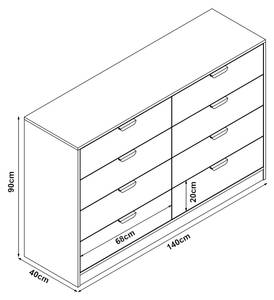 Kommode Varkaus Eiche Dekor - 140 x 90 cm