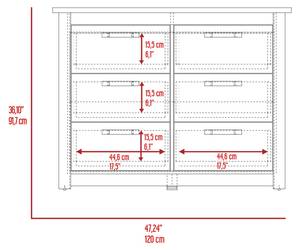 Commode Becca Noir - Bois manufacturé - 91 x 227 x 50 cm