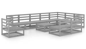 Garten-Lounge-Set (11-teilig) 3009832-1 Grau - Massivholz - Holzart/Dekor - 70 x 30 x 70 cm