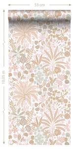 Tapete tropische Blätter und Blüten 7484 Beige