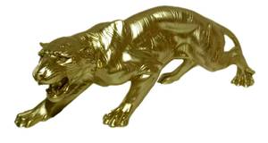 Skulptur Panther Gold Gold - Kunststoff - Stein - 48 x 18 x 15 cm