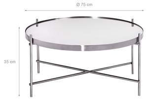 Couchtisch Ø 75x35cm Silber aus Metall Silber - Glas - Metall - 75 x 35 x 75 cm