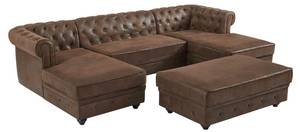 Sofagarnitur CHESTERFIELD Braun - Textil - 163 x 72 x 290 cm