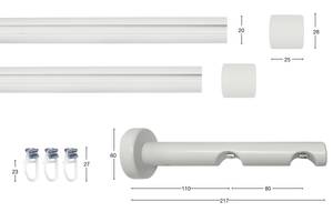 Gardinenstange Kea 2 lfg. Weiß - Breite: 140 cm