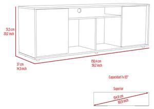 Meuble TV Prana Noir - Bois manufacturé - Matière plastique - 151 x 52 x 37 cm