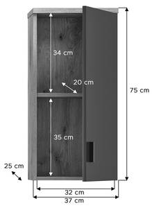 Badschrank Grado Braun - Holz teilmassiv - 37 x 75 x 25 cm