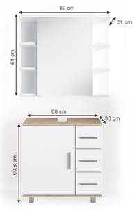 Badmöbelset Ilias Weiß/Sonoma 2er Set Braun - Weiß - Holzwerkstoff - 80 x 64 x 21 cm