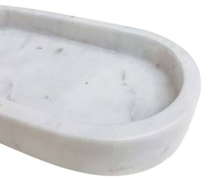 Marmortablett, oval weiß Weiß - Stein - 22 x 4 x 11 cm