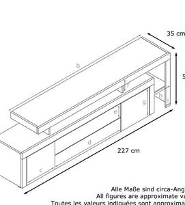 Lowboard Leon V3 Hochglanz Schwarz - Hochglanz Weiß