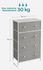 Kommode Brazzaville Grau - Holzwerkstoff - 56 x 93 x 30 cm