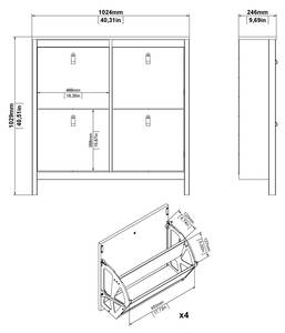 Schuhschrank Madrid Weiß - Holz teilmassiv - 103 x 103 x 25 cm