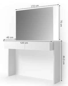 Coiffeuse Azur blanc brillant & miroir Blanc - Bois manufacturé - 120 x 83 x 40 cm