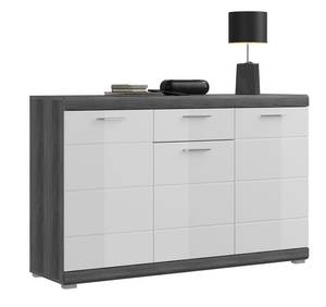 Scout buffet 3 portes, 1 tiroir gris. Gris - En partie en bois massif - 141 x 88 x 40 cm