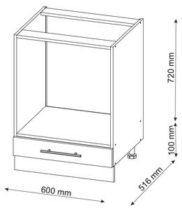 Meuble pour four Fame-Line 33512 Anthracite brillant - Blanc