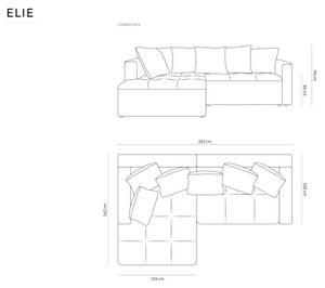 Schlaf-Ecksofa mit Box ELIE 4 Sitzplätze Schiefergrau