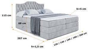 Boxspringbett VILA-1 KING Grau - Breite: 200 cm