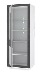 Vitrine colonne 1 porte lumière LED Blanc - Pierre - 73 x 197 x 53 cm