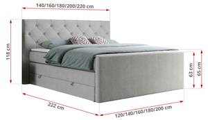 Boxspringbett KING VELEN Platingrau - Breite: 200 cm - H4 - Textil