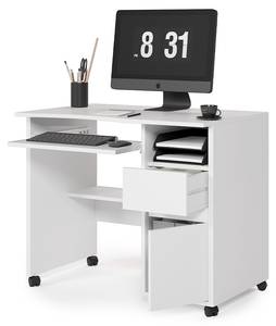 Bureau d'ordinateur Polo blanc Blanc - Bois manufacturé - 91 x 77 x 59 cm