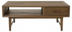 Table basse 2 tiroirs 1 niche Marron - En partie en bois massif - 65 x 45 x 115 cm