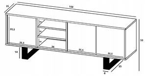 Tv-Lowboard APOLLO Eiche Wotan Dekor - Weiß