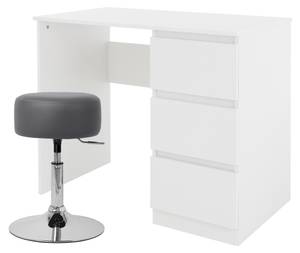 Bureau 90x76x50 cm blanc en bois Vernis mat - Naturel