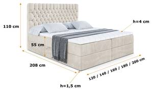 Boxspringbett DAISY Ecru - Breite: 140 cm - H4