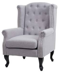 Fauteuil relax Chesterfield Gris - Textile - 75 x 102 x 80 cm