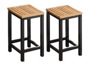 Lot de 2 Tabourets FST29-SCHx2 Noir - Marron - En partie en bois massif - 35 x 61 x 35 cm