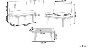 Set de jardin FRASCATI Blanc crème - Chêne clair - Blanc - Lot de 2