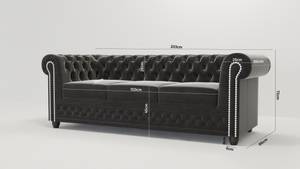 Sofa Karl 3-Sitzer Chesterfield Schwarz