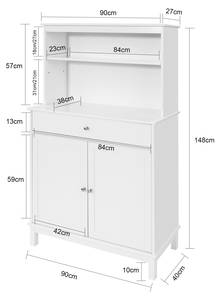 Küchenschrank FSB26-W Weiß - Holzwerkstoff - 90 x 148 x 40 cm