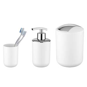 Accessoires de salle de bain Brasil 3 éléments - Matière synthétique - Blanc / Argenté